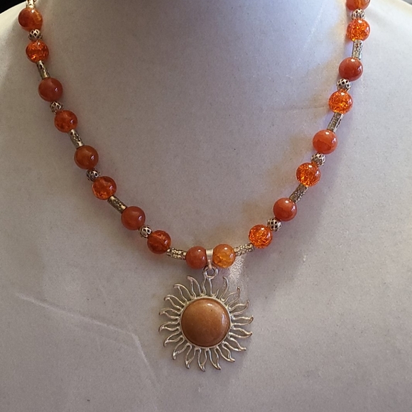 Hand Crafted Jewelry - Fire agate necklace and bracelet set